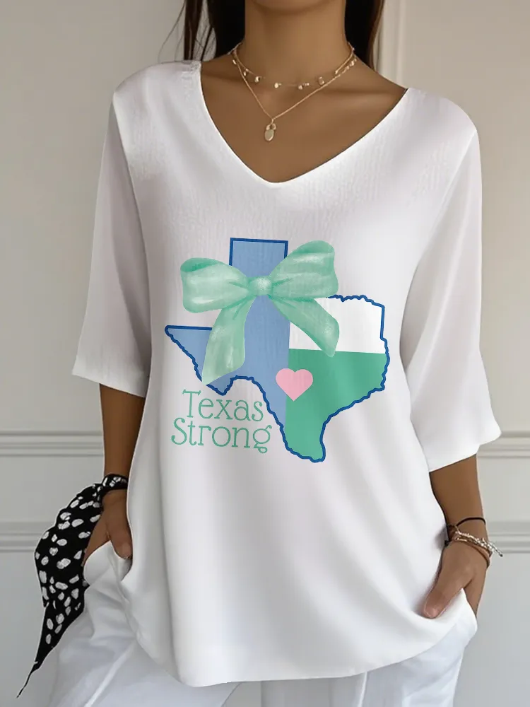 Ladies TEXAS STRONG Classic All-Match V-Neck Shirt