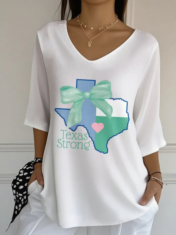 Ladies TEXAS STRONG Classic All-Match V-Neck Shirt