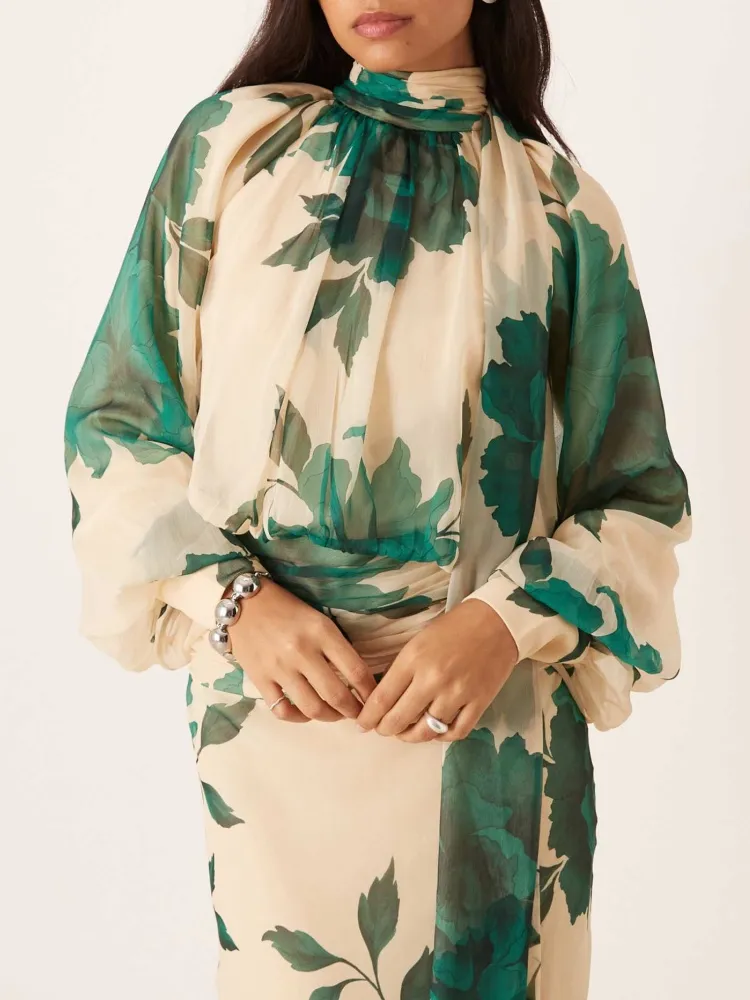 Printed High Neck Dress