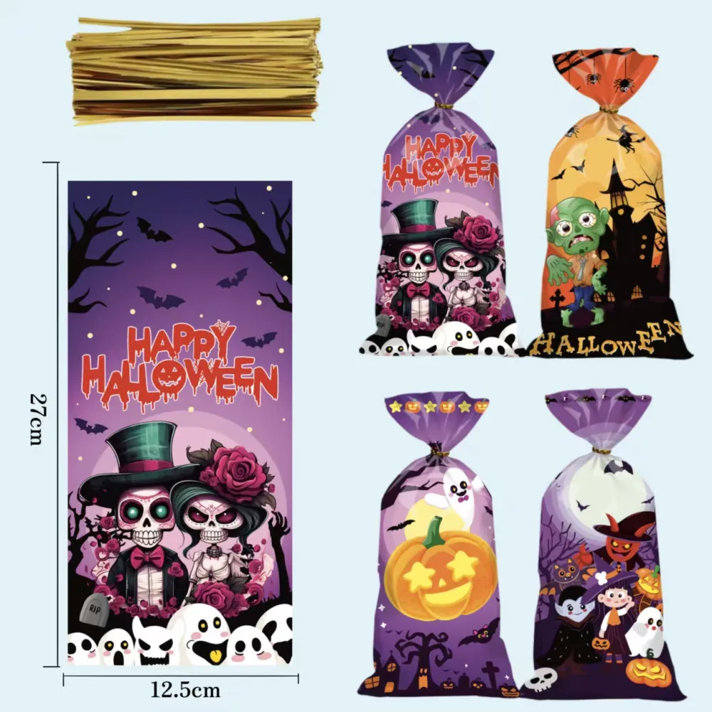 50pcs Halloween Candy Bags Trick-or-Treating Baking Bags