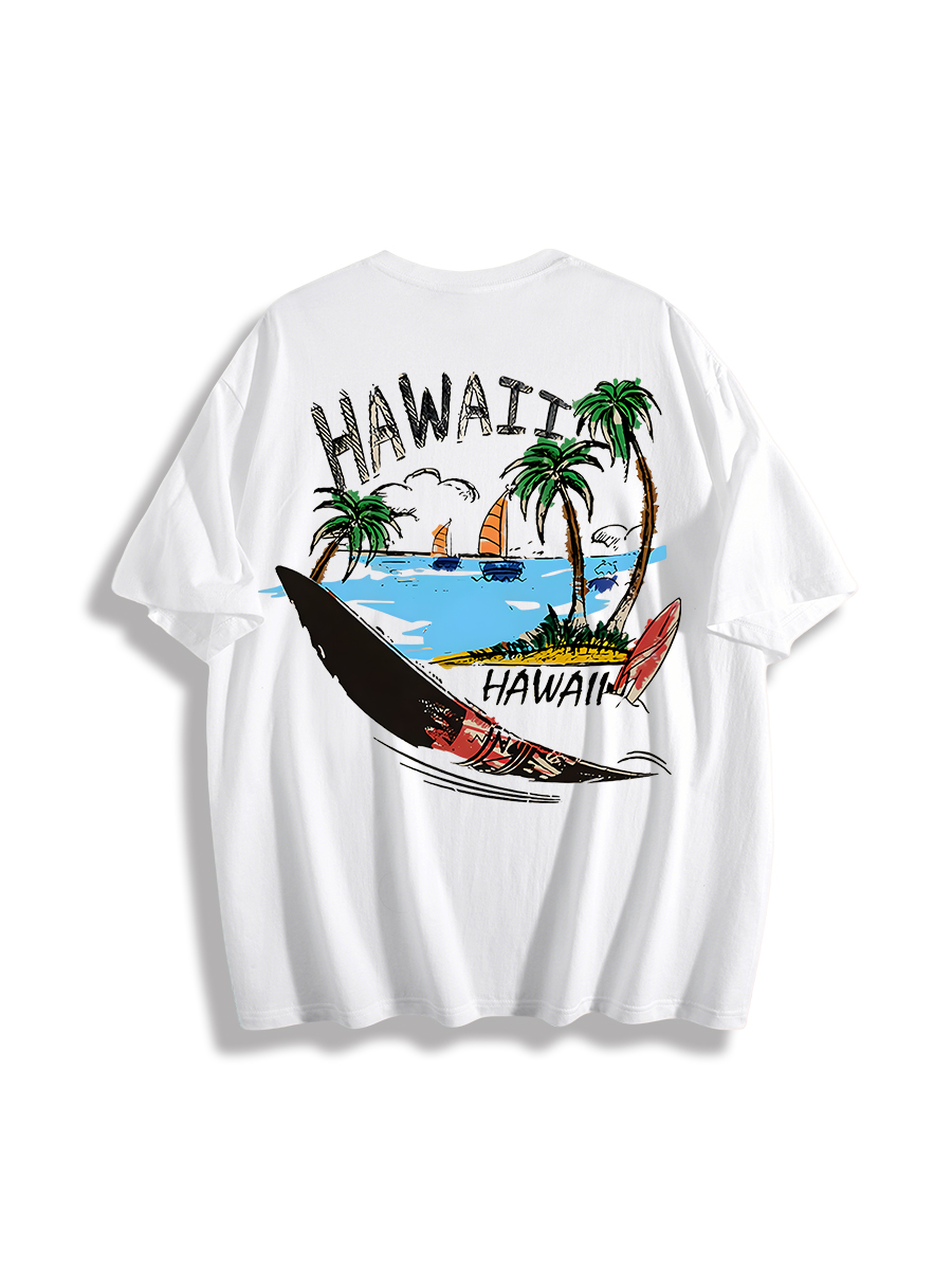 Hawaii Surf Scene Graphic T-Shirt
