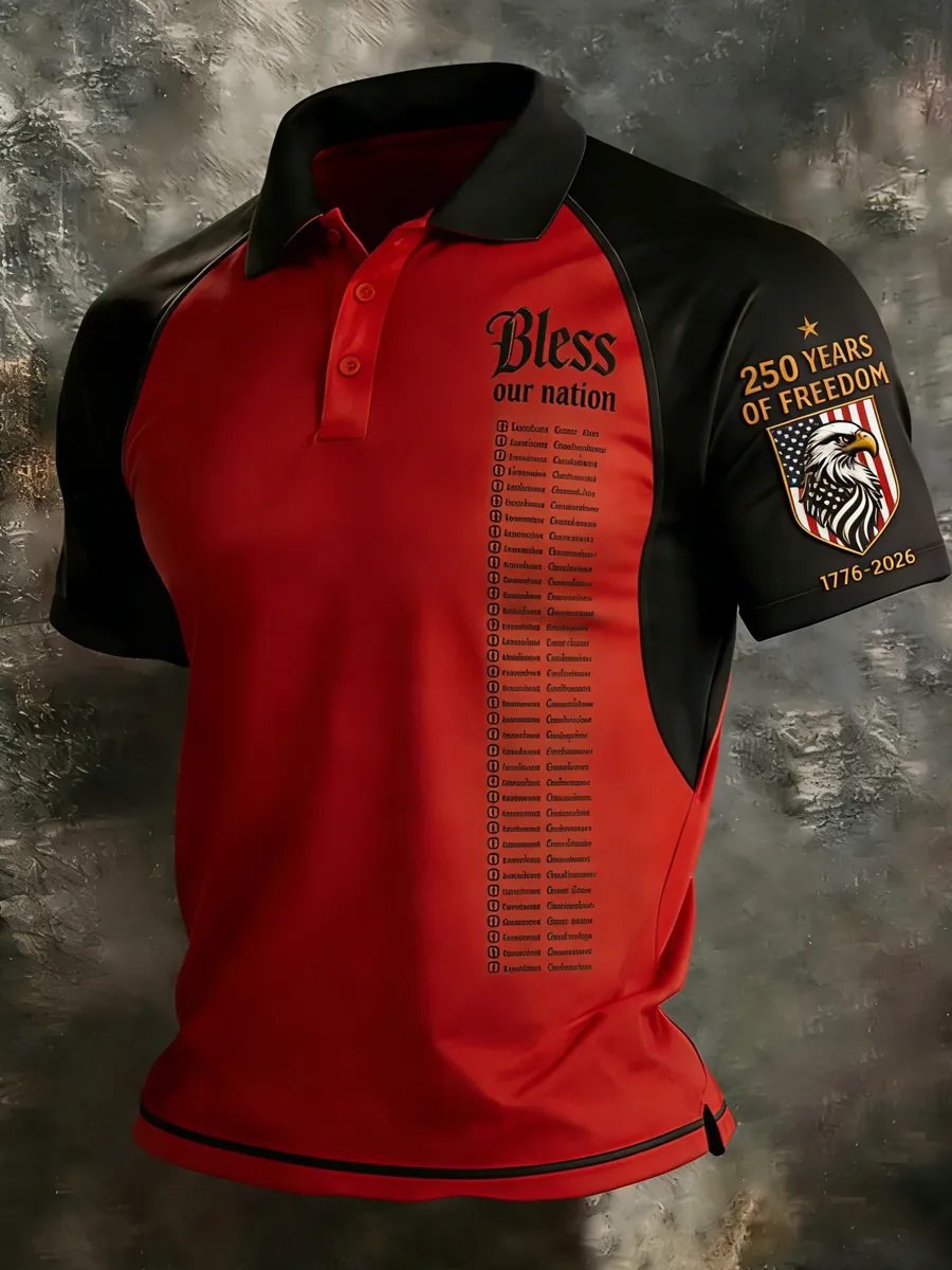Men'S Veteran Commemorative Red Friday Short Sleeved Shirt