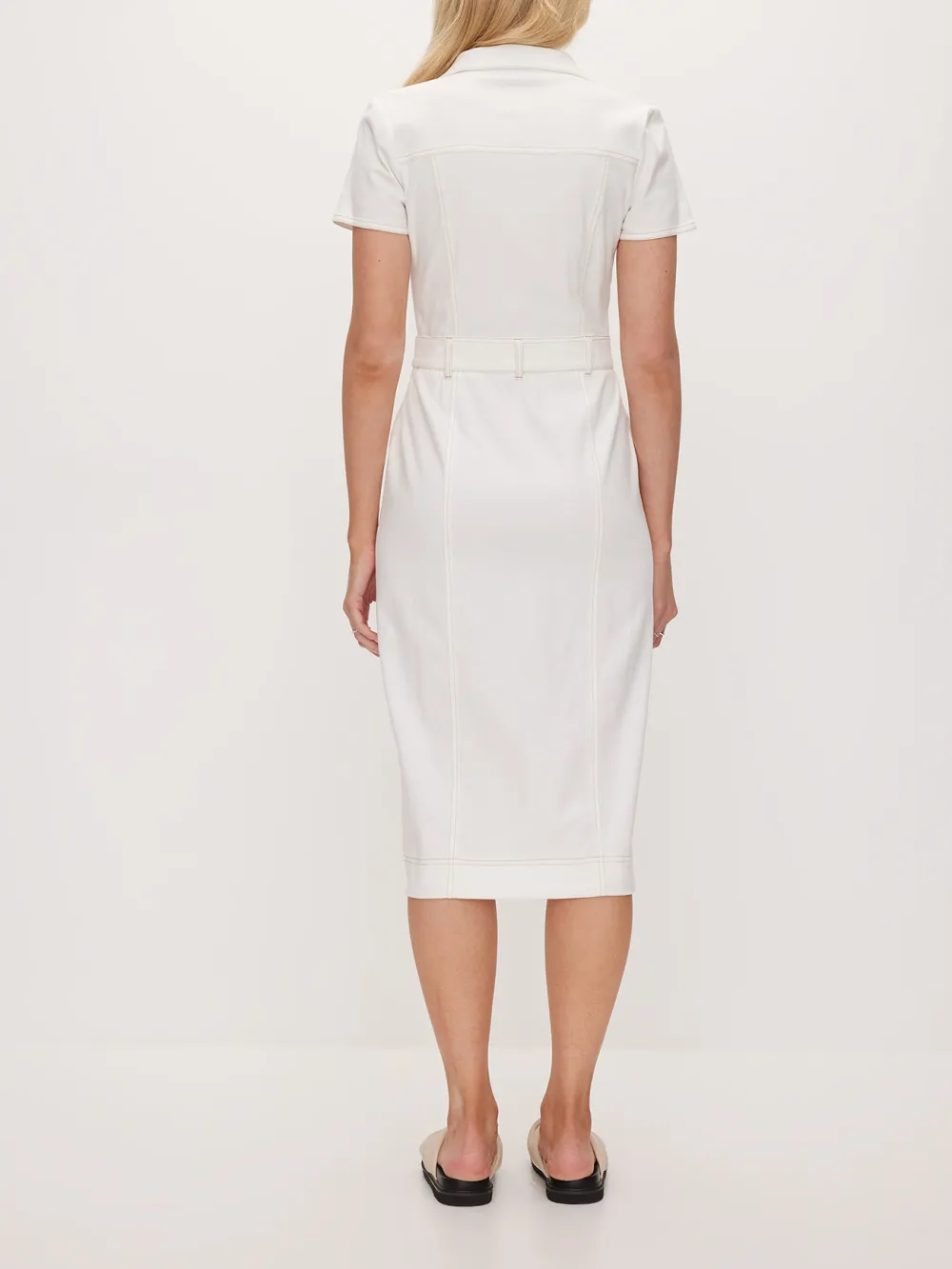 Button Front Denim Midi Dress