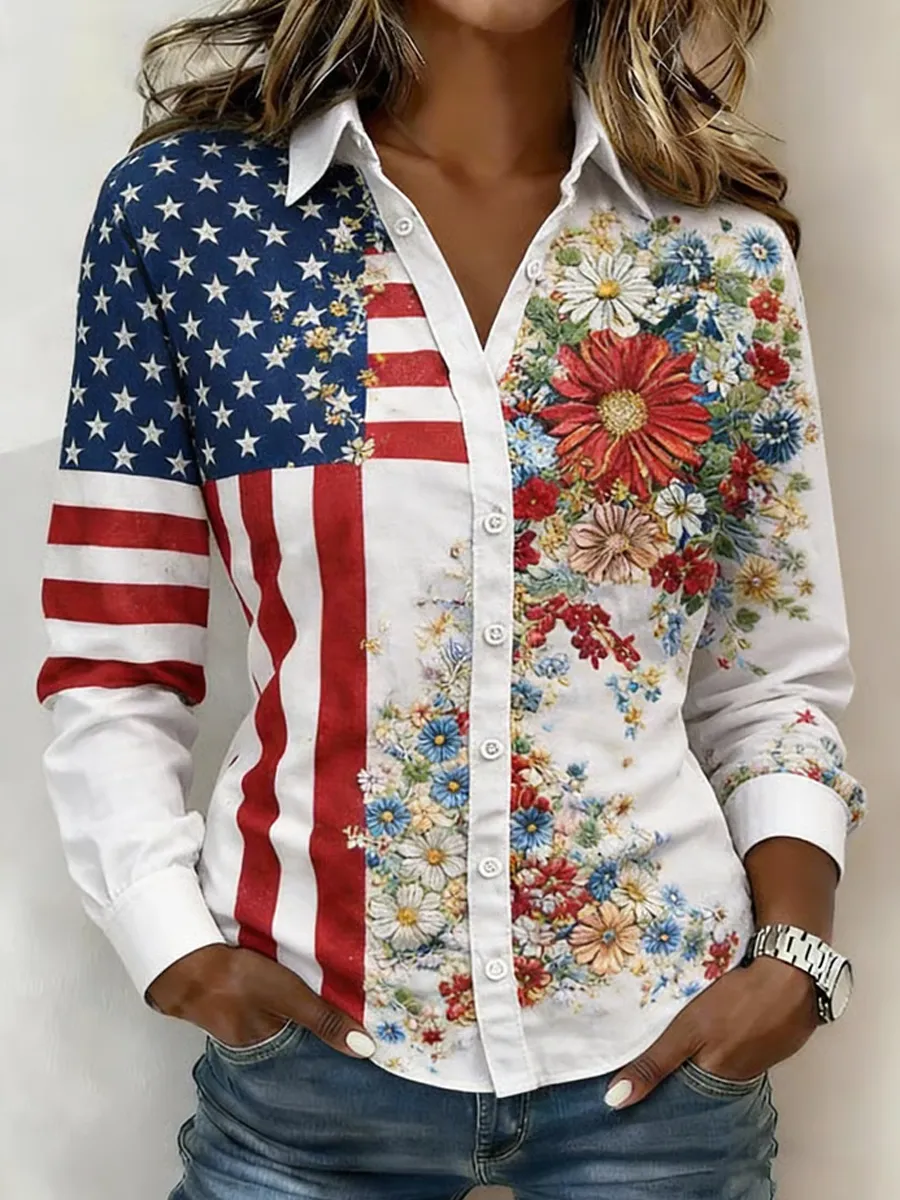 Women'S Retro 250Th Anniversary Printed Shirt