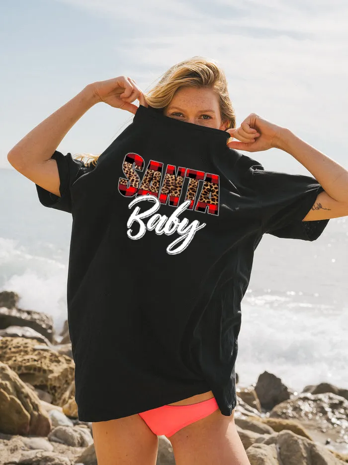 Women's Santa Baby Back Print T - Shirt