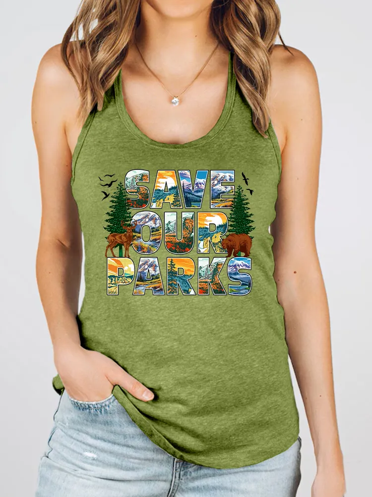 Women's Save Our National Parks Round-Necked Sleeveless Vest