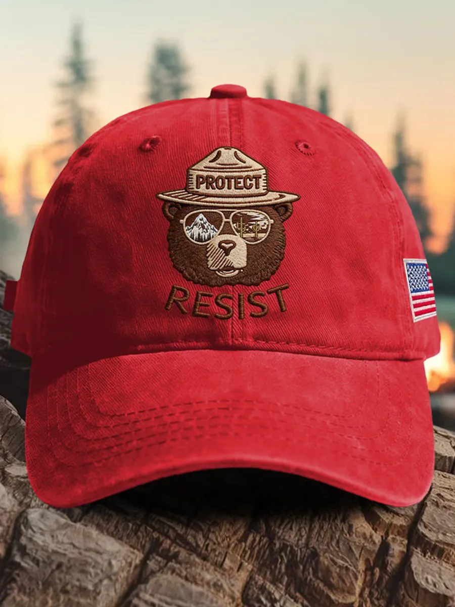 Retro Protect And Resist Print Baseball Cap
