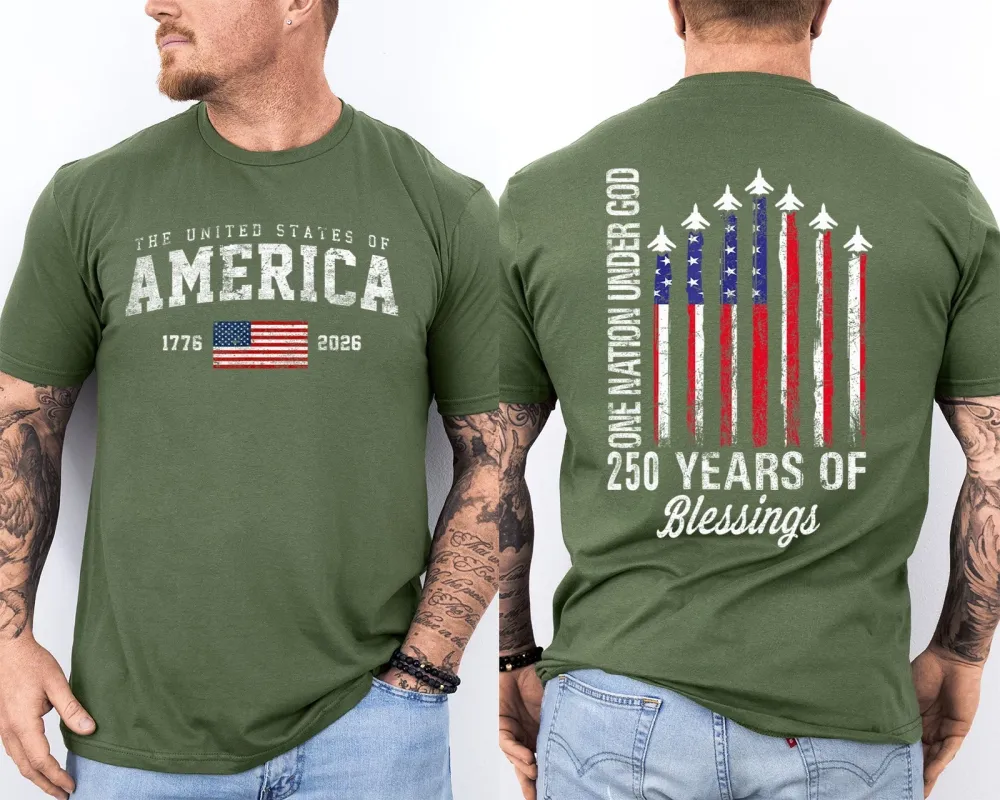 Men'S Casual American 1776-2026 Anniversary Printed Short Sleeved T-Shirt