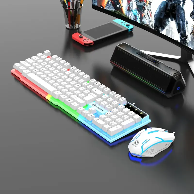 White Key Ergonomic Gaming Keyboard & Mouse Combo