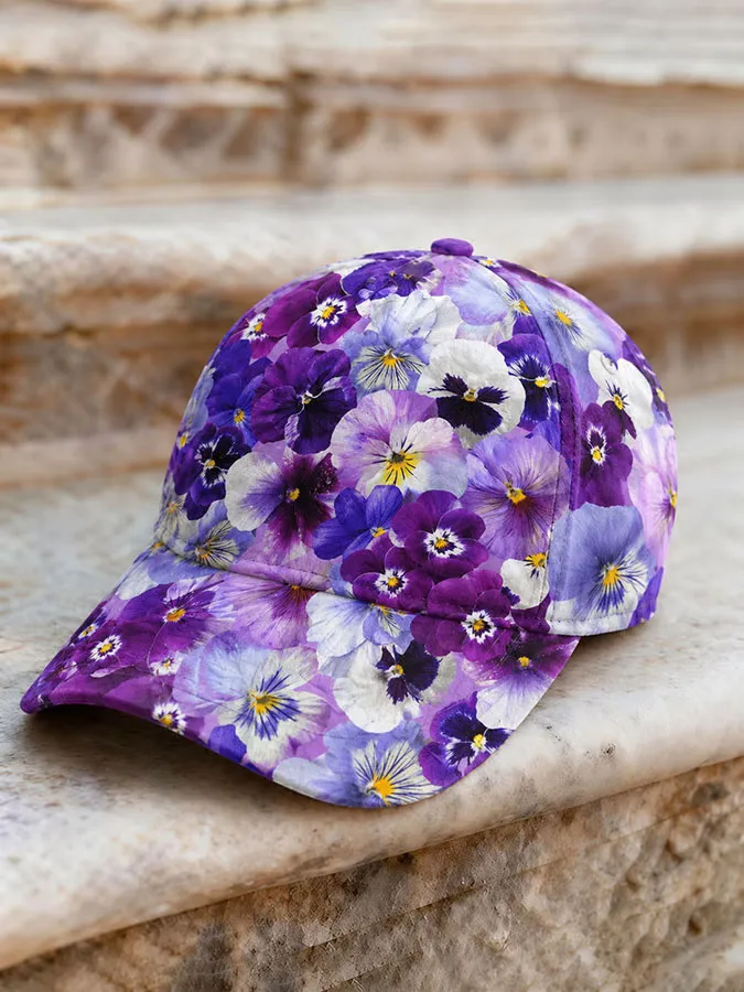 Unisex Purple Floral Print Casual Hat