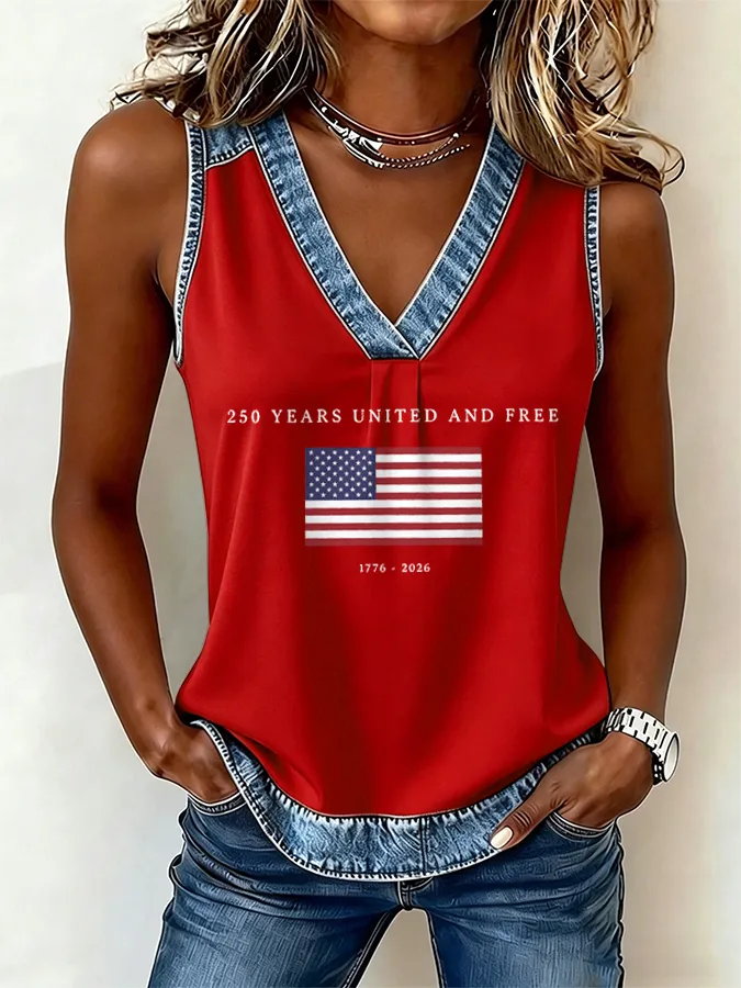 Women'S Flag Printed Casual Vest
