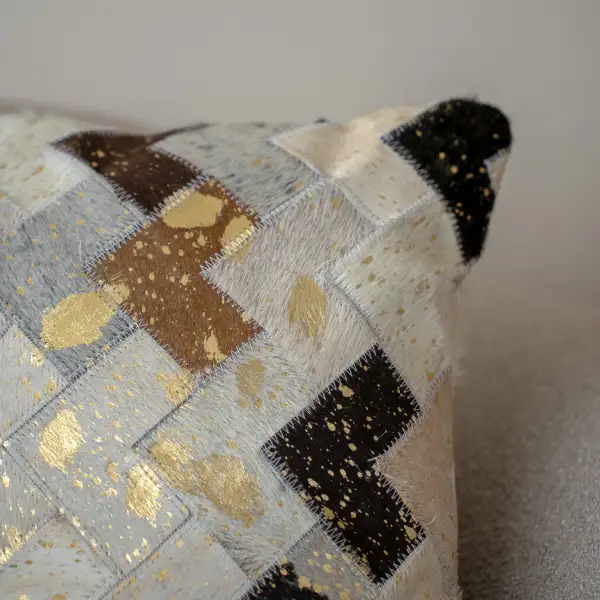 Gilded Leather Cushion Cover