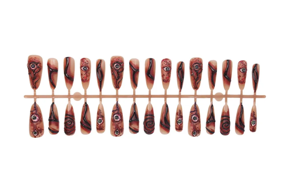 Nailhour 30Pcs Halloween Eyeball 3D Long Stiletto Press On Nails