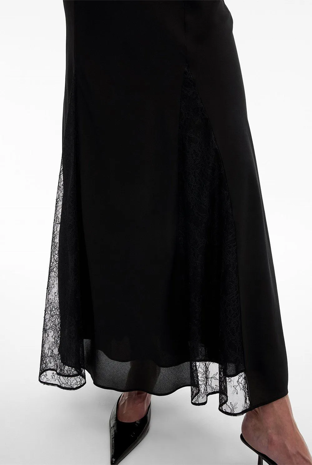Strapless Net Fabric V-Neck Long Dress