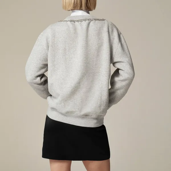Fleece Crew Neck Sweatshirts with Embellishments