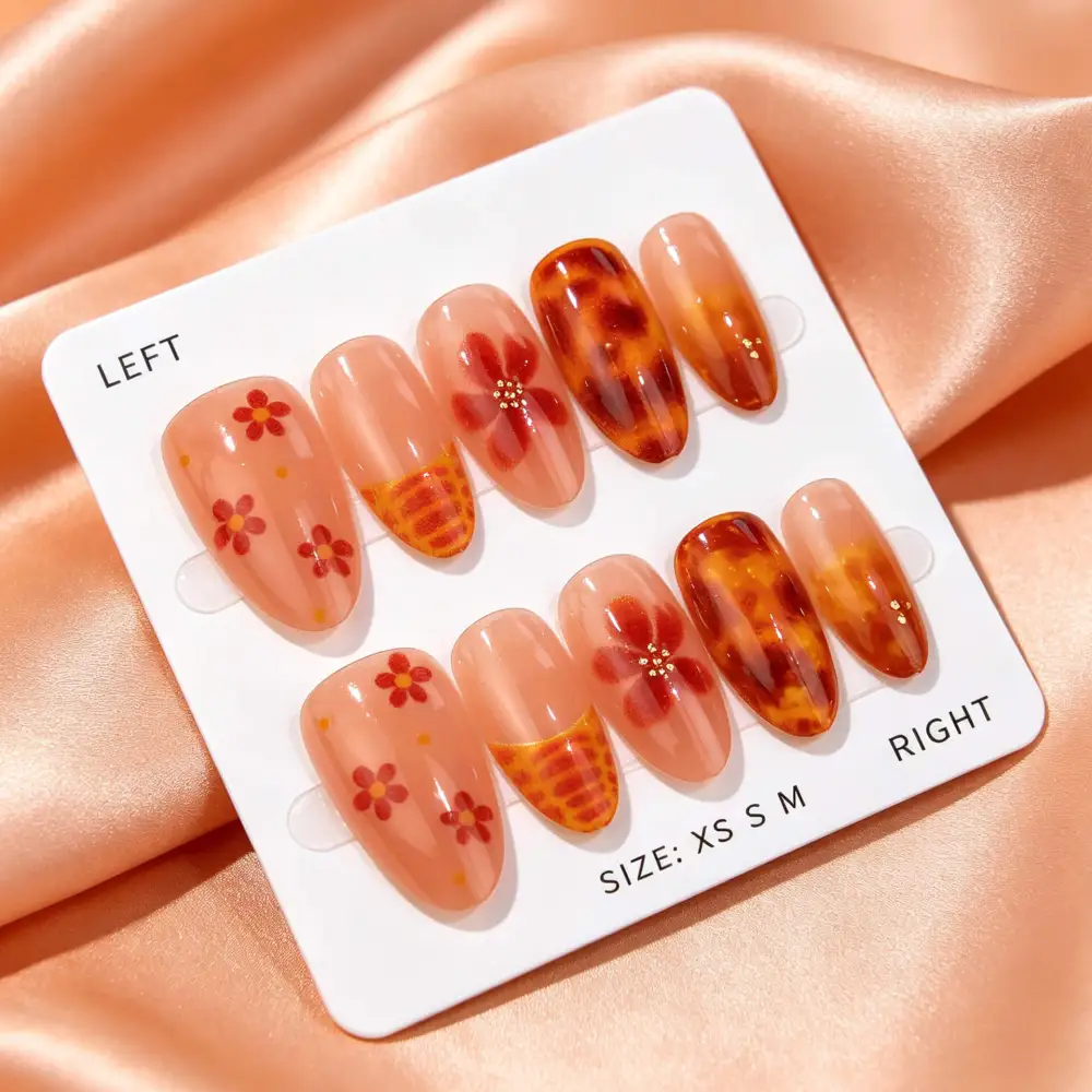 Nailhour 30Pcs Autumn Gradient Vintage Medium Almond Press On Nails