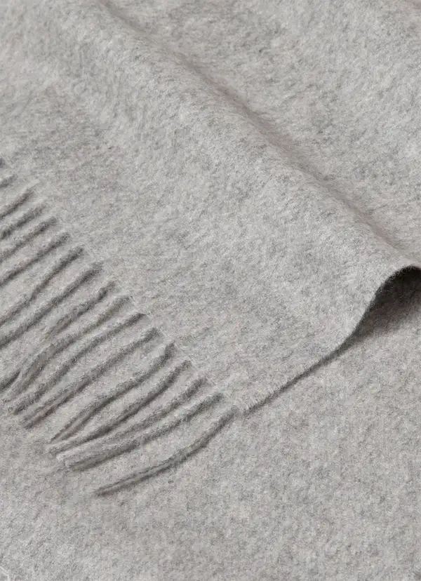 Light Gray Fringed Woolen Scarf