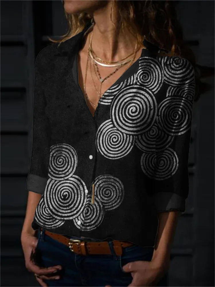 Artistic Spiral Print Shirt
