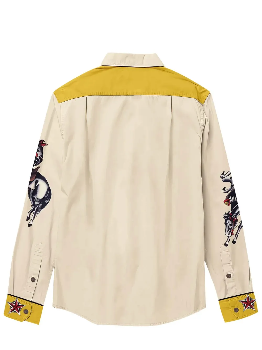 Classic Western Star Cowgirl Printed Hawaiian Shirt For Men Button-down Shirt Long Sleeve 100% Cotton Shirt