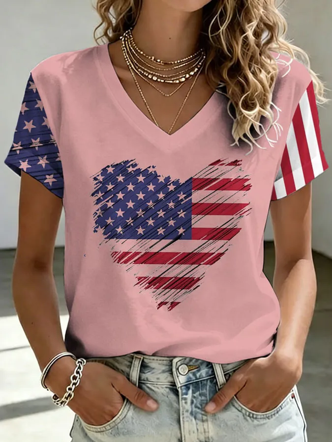 Women's Independence Day Print Casual T-shirt