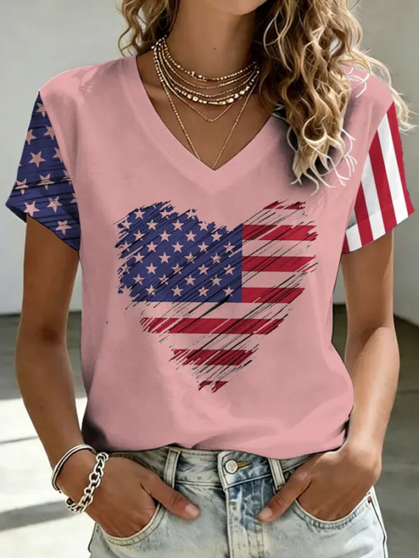 Women's Independence Day Print Casual T-shirt