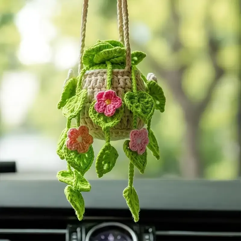 Handmade FlowersFabric Hanging Car Handmade Flower Basket Design