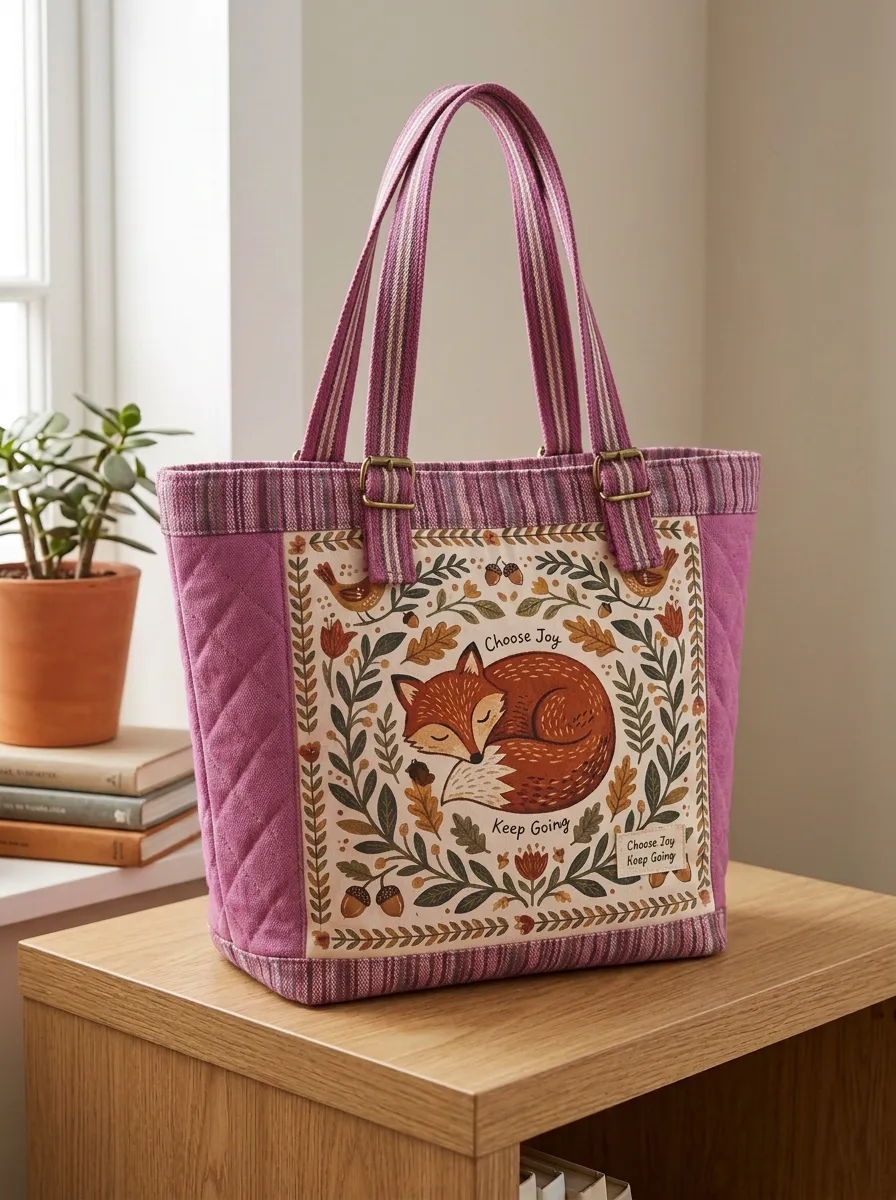 Woodland Fox Nature Lover Sleeping Fox Printed Tote Bag