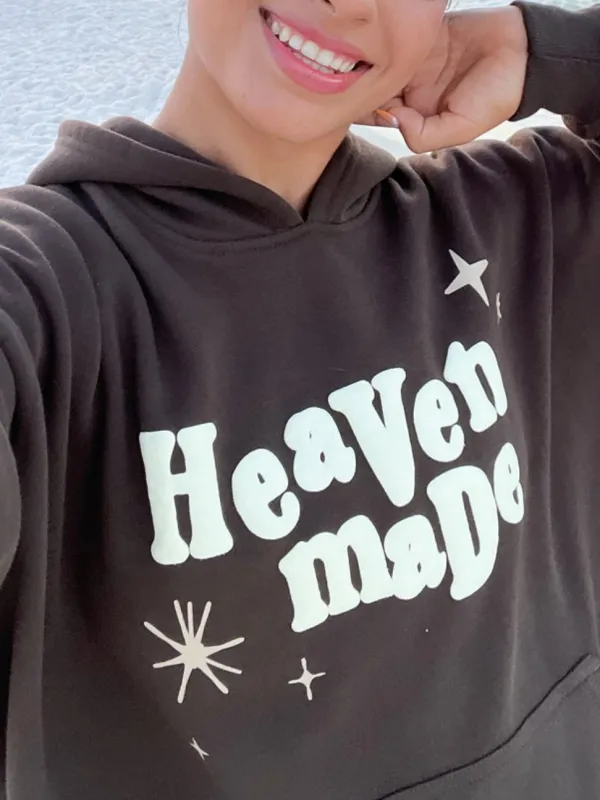 Women's Positive Energy Embroidered Hooded Long-Sleeved Sweatshirt