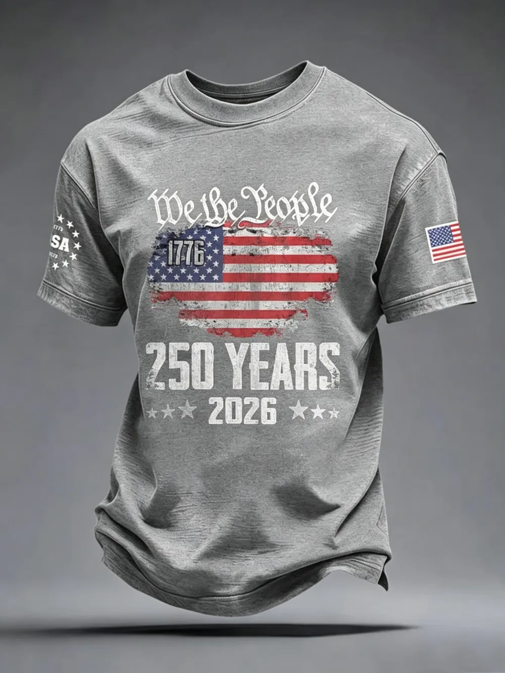 Men'S Casual American 1776-2026 Anniversary Celebration Commemorative Printed Short Sleeved T-Shirt