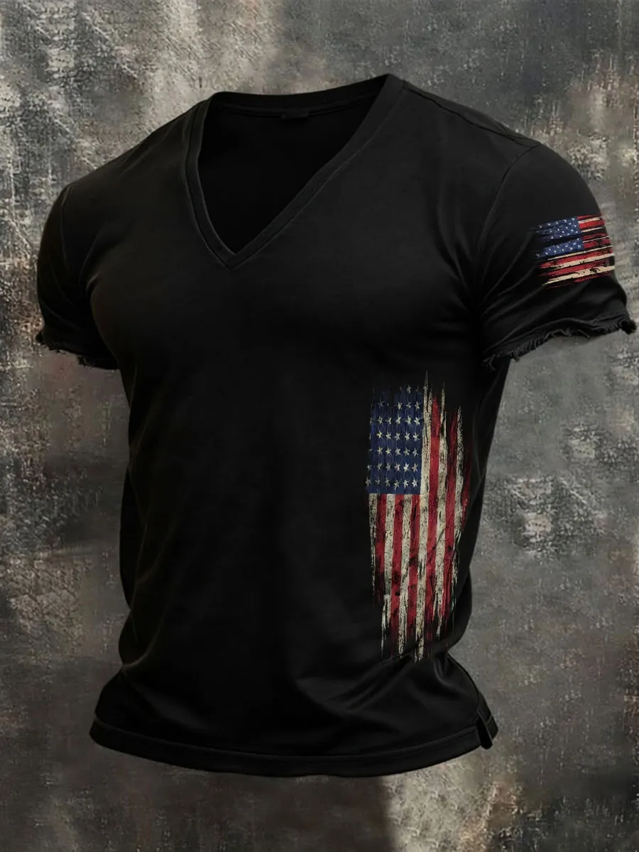 Men'S Retro Loose-Fitting Pure Cotton Comfortable Stretch Breathable T-Shirt