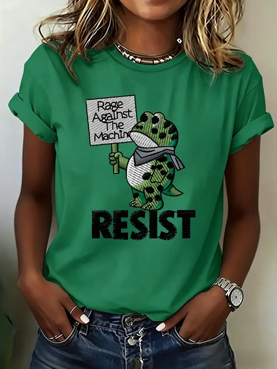 Women's Portland Frog Fun Print Short Sleeve T-shirt