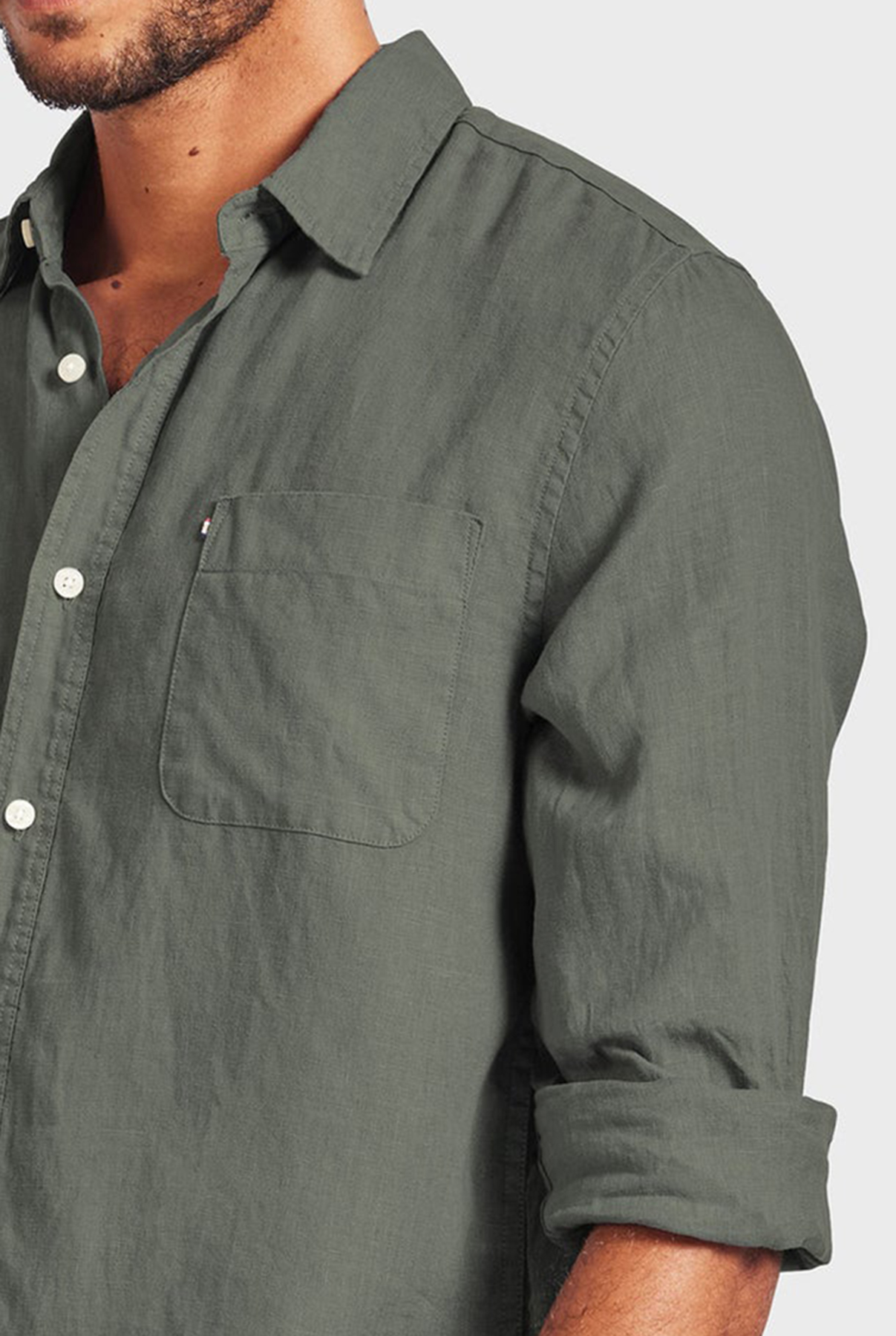 Hampton Linen Shirt-Smoke pine