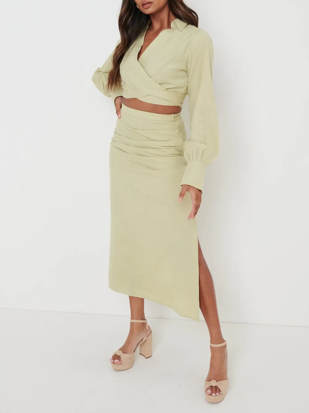Cotton&Linen Ruched Skirt