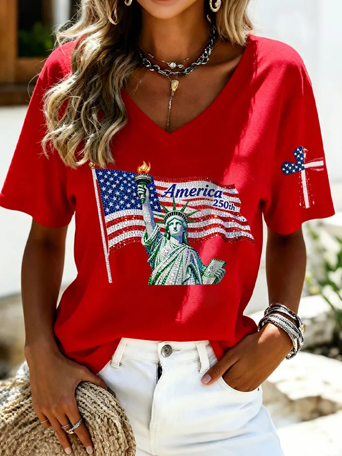 Women's Casual 250th Anniversary Independence Day Printed T-shirt