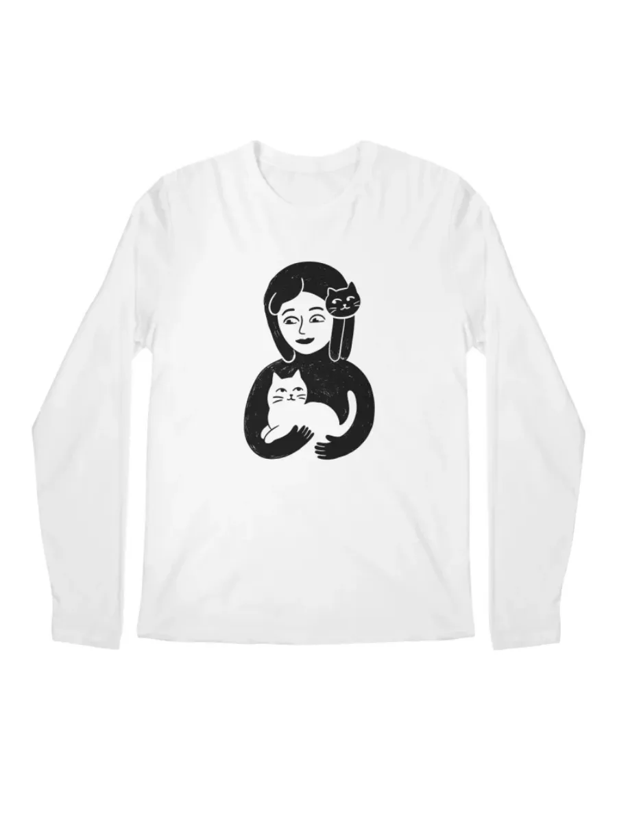 Girl and Cat Graphic T-Shirt