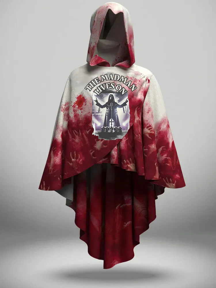 Women'S The Madman Lives On Irregular Hem Hooded Cape