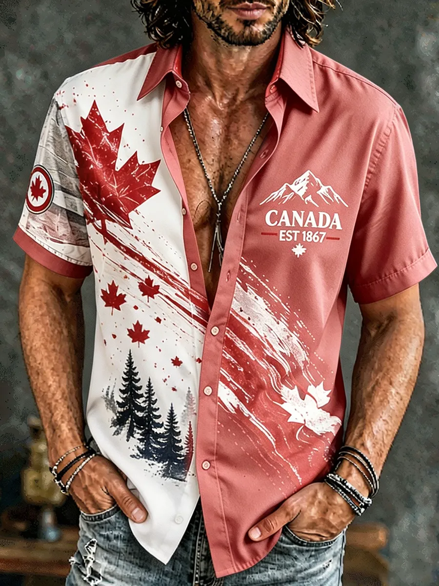 Men's Canada EST 1867 Split Color Button-Down Shirt