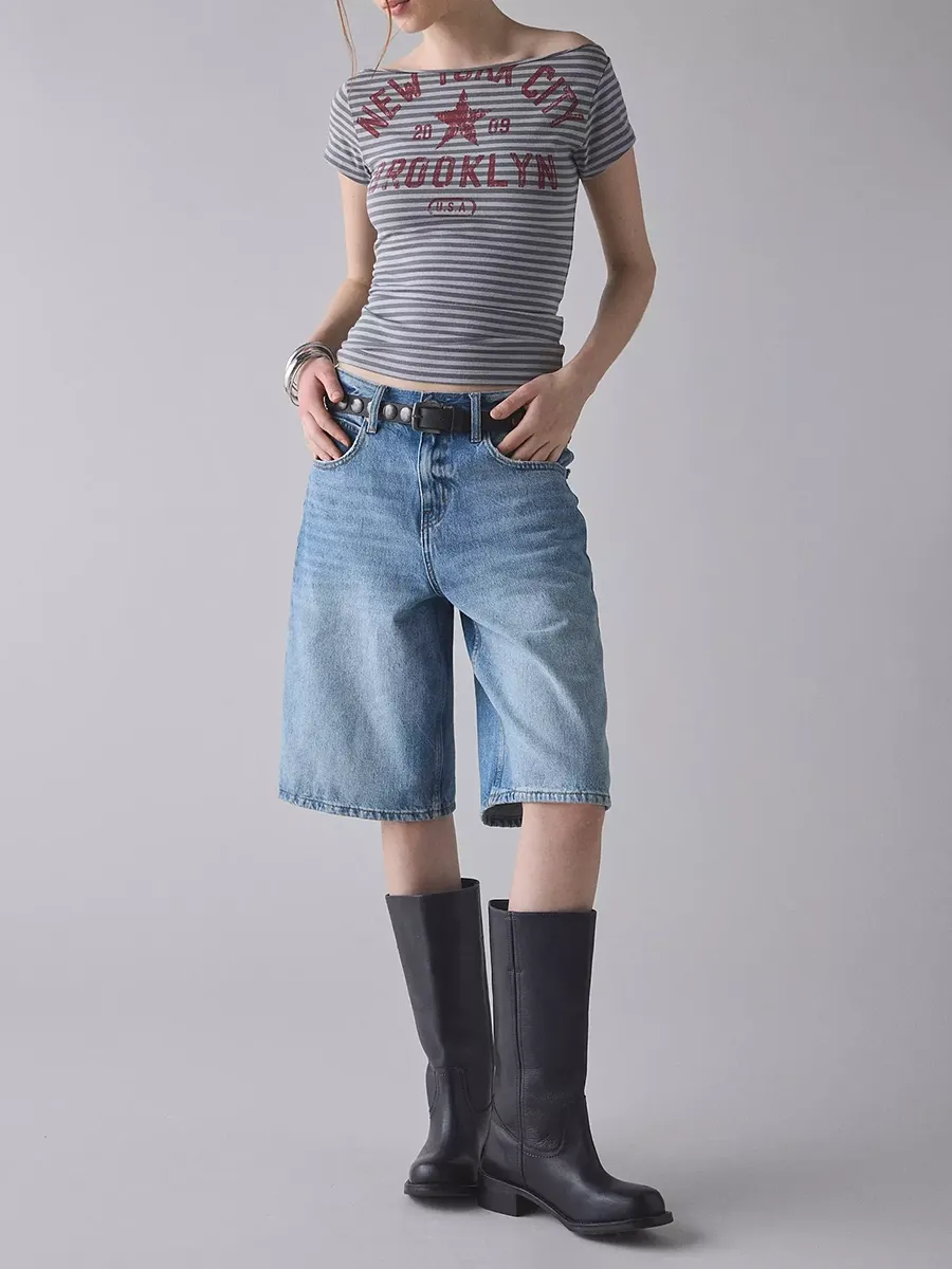 Women's Pure Cotton Printed Striped T-Shirt