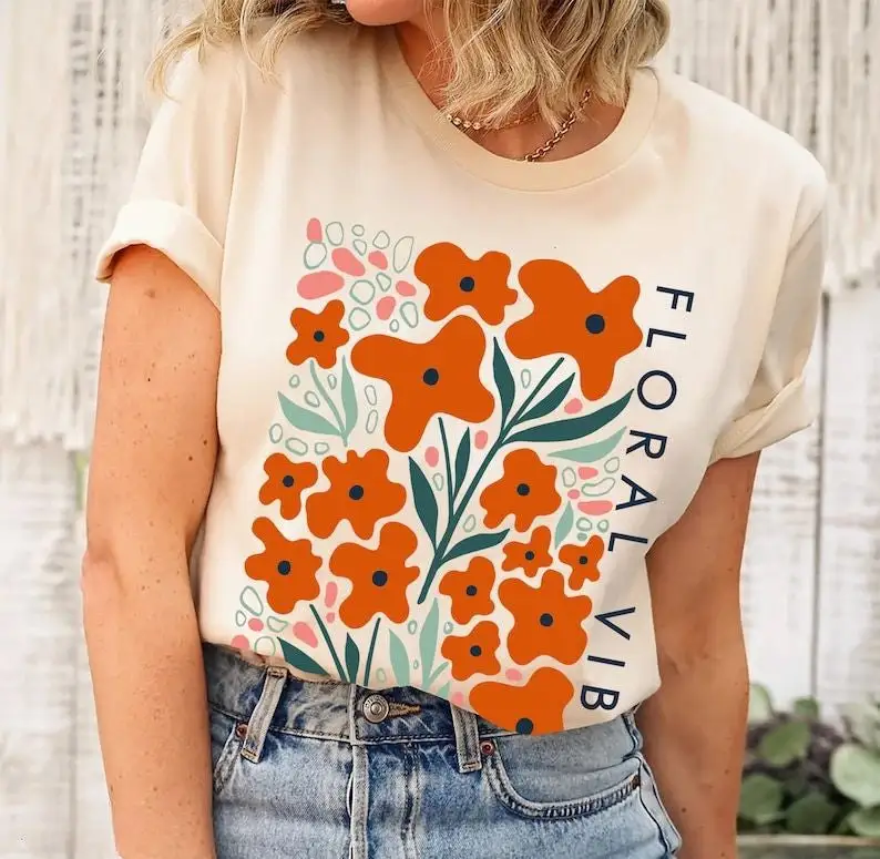 Bright Floral Vibes Print T-shirt