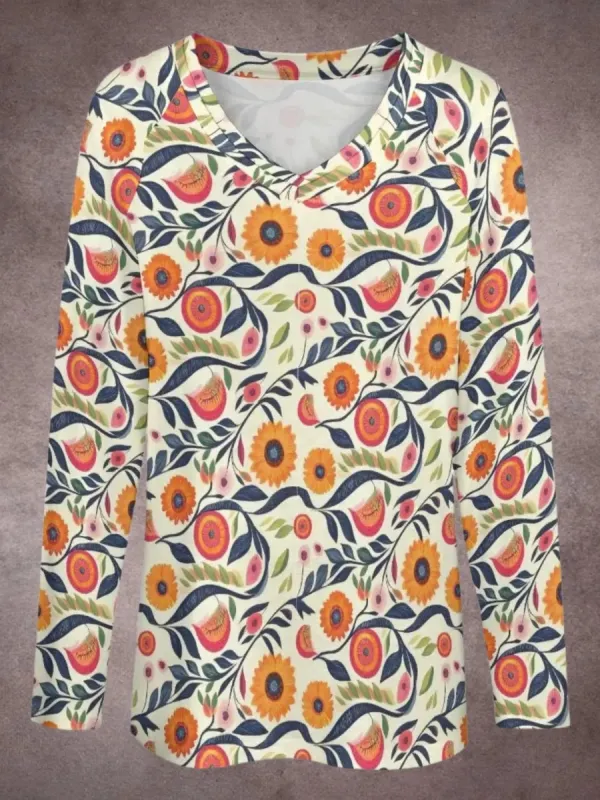 Boho Sunflower Print T-Shirt