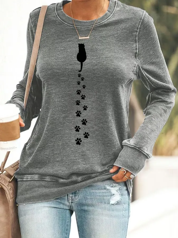 Women's Cat Paw Print Sweatshirt