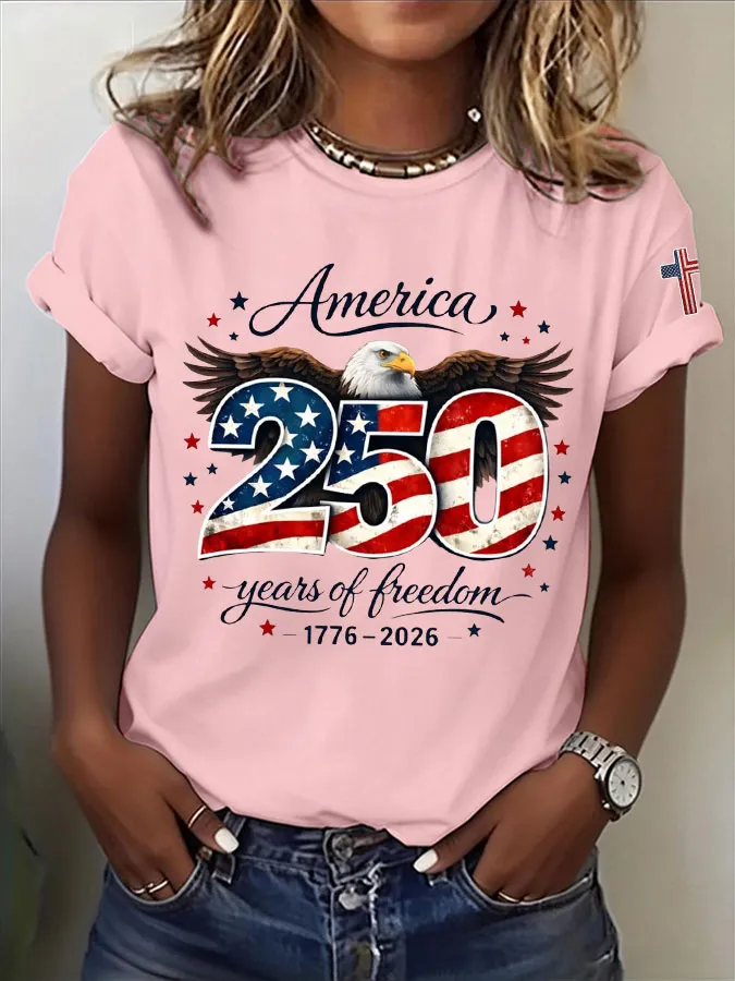 Women'S  America Flag Printed Casual T-Shirt