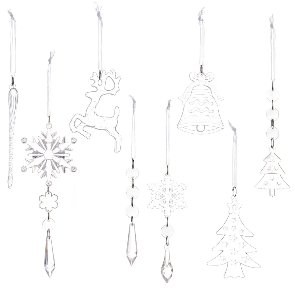 24PCS Christmas Reindeer Ice Pop Christmas Tree Bell Transparent Acrylic Ice Pop Ornament