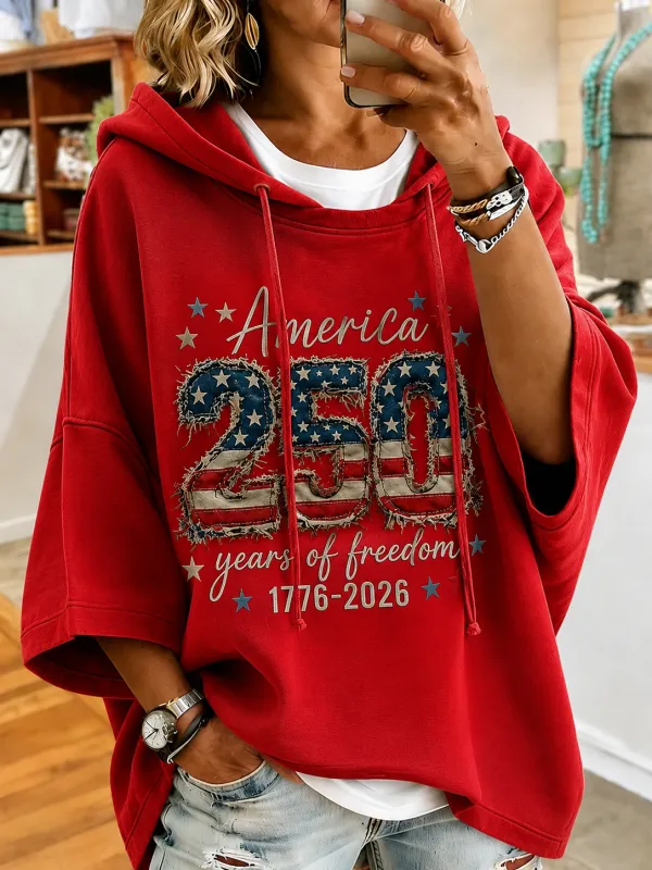 Women's America 250 Years of Freedom 1776-2026 Short Sleeve Hoodie