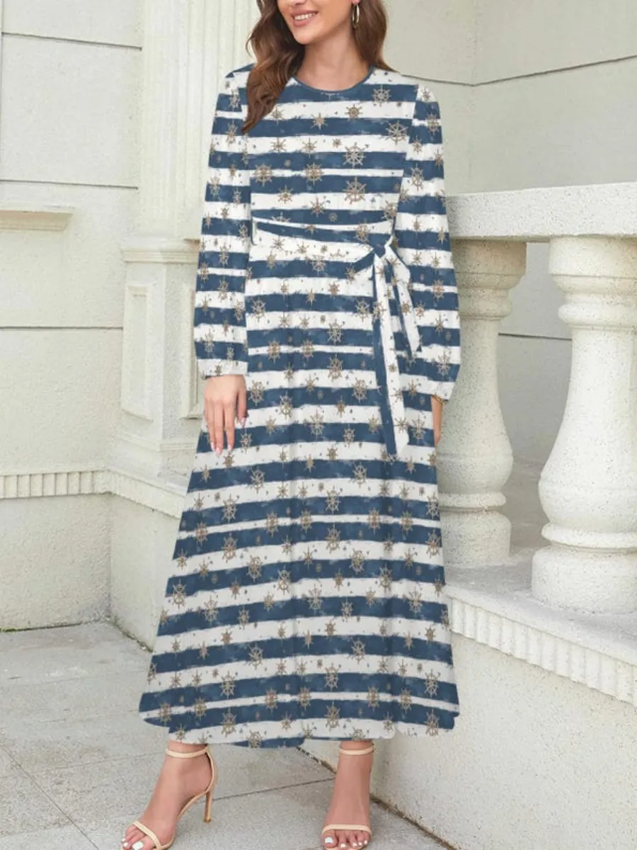 Striped and Helm Printed Dress