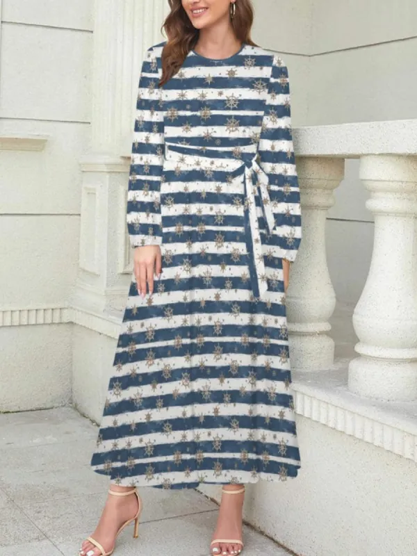 Striped and Helm Printed Dress