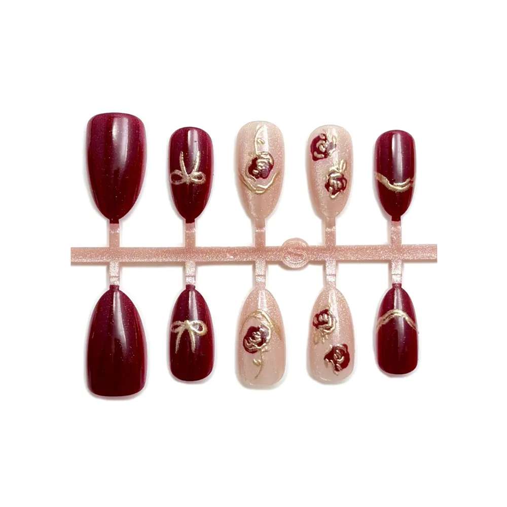 Nailhour 30Pcs Christmas Glitter Medium Almond French Press On Nails