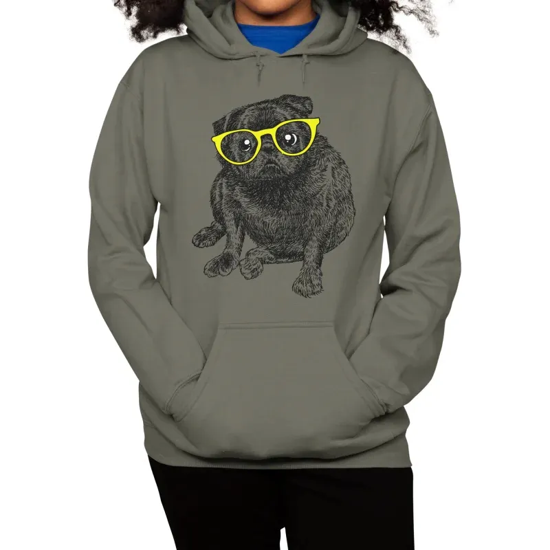 Fat Black Pug Pullover Hoodie
