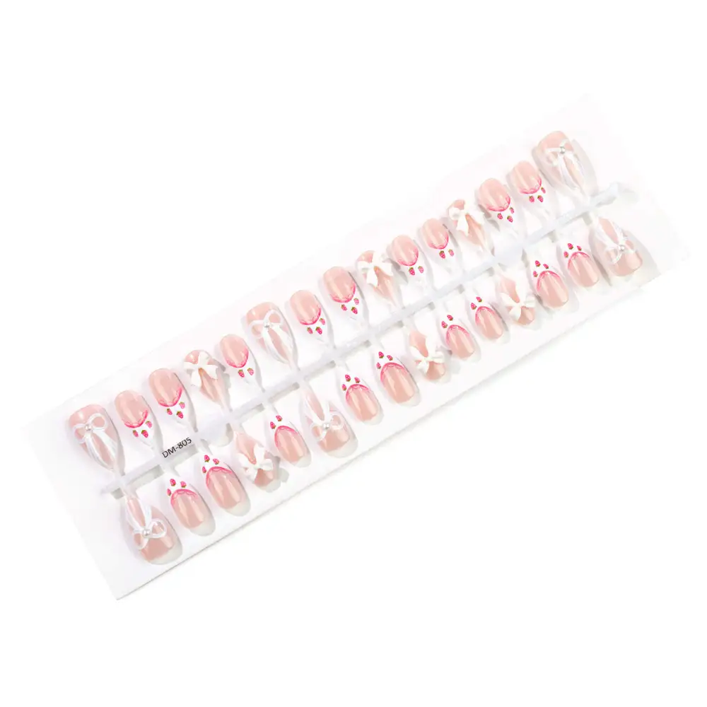Nailhour 30Pcs Pink 3D Resin Medium Almond Press On Nails