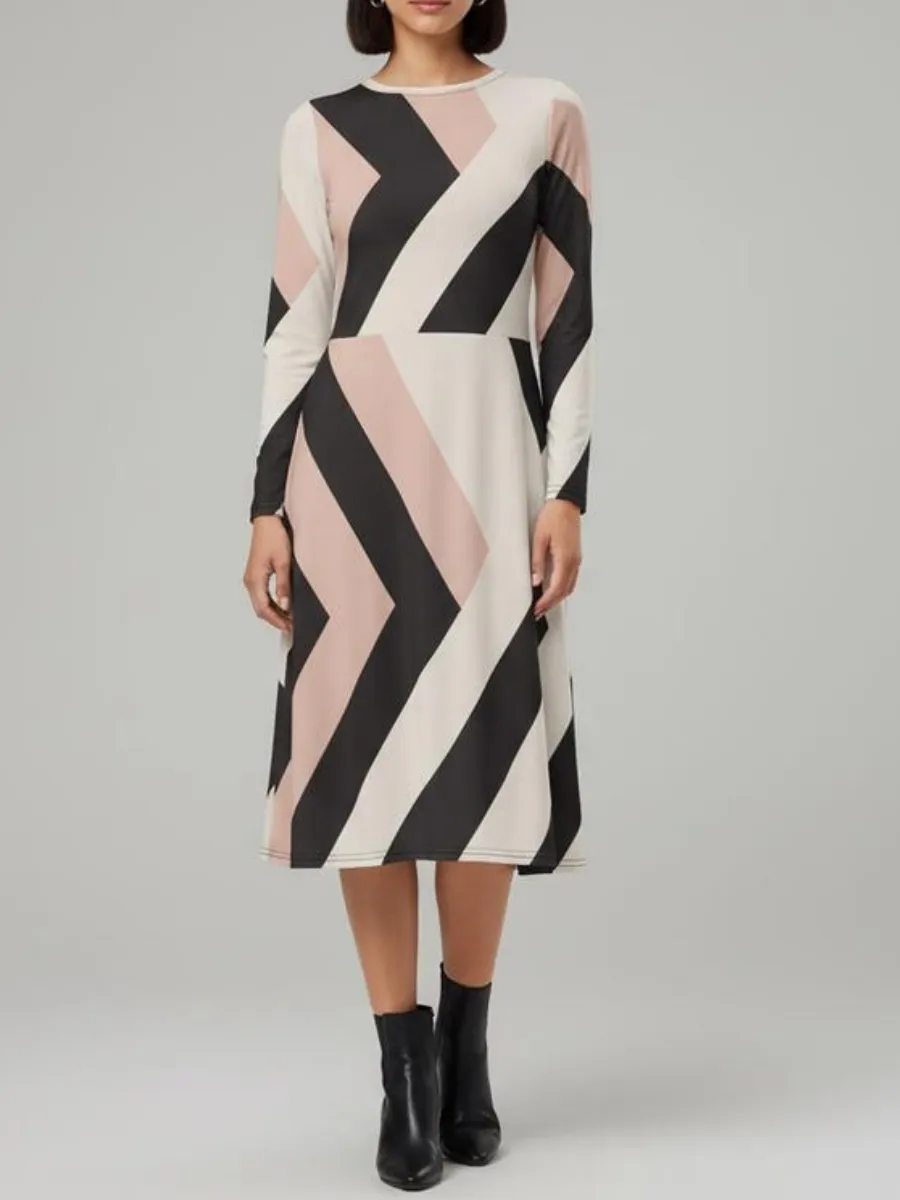 Geometric Stripe Midi Dress